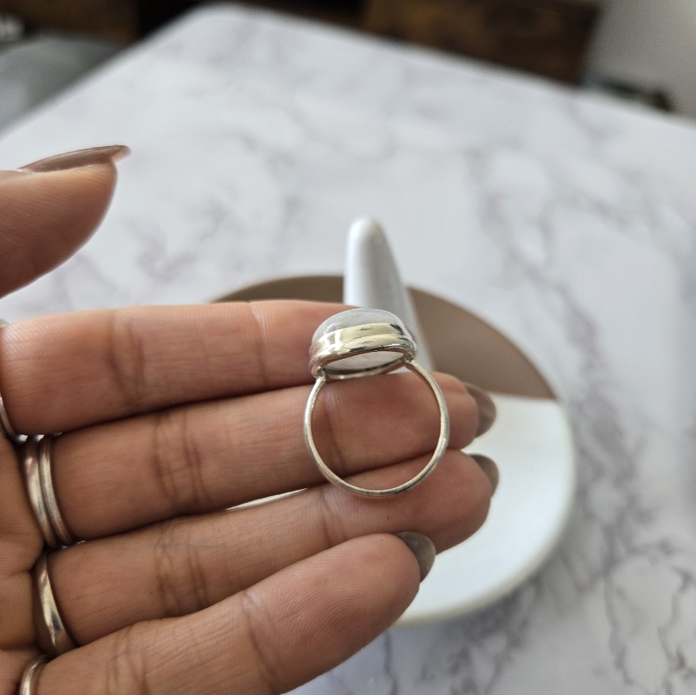 Silver Moonstone Ring Oval Moonstone Stamped 925 - image 8